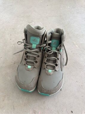 Altra Women's Mid-Top Hiking Shoes in Taupe with Teal Accents